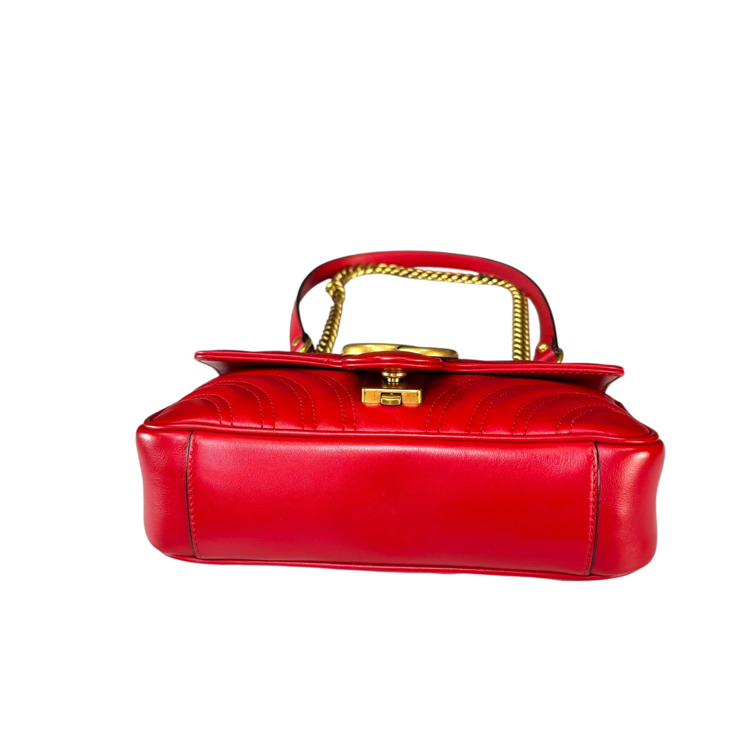 Gucci GG Marmont Red Leather Quilted Crossbody Shoulder Purse