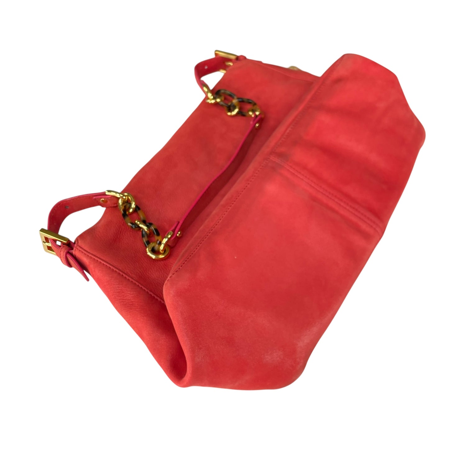 Fendi Baguette MAXI Grapefruit GHW Grapefruit Iridescent Leather Shoulder Purse