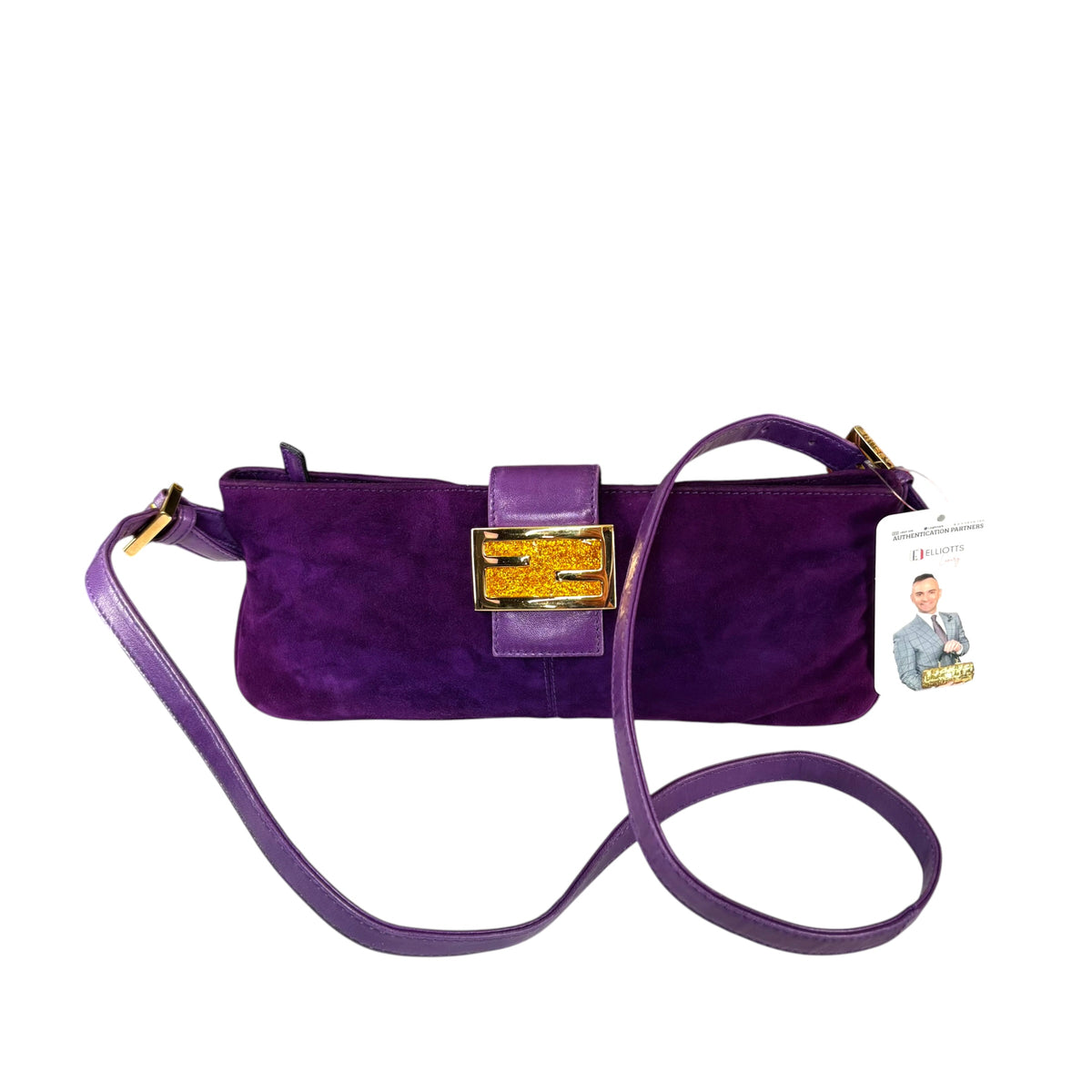 Fendi Y2K Baguette Slim Mama Purple Suede Shoulder Purse