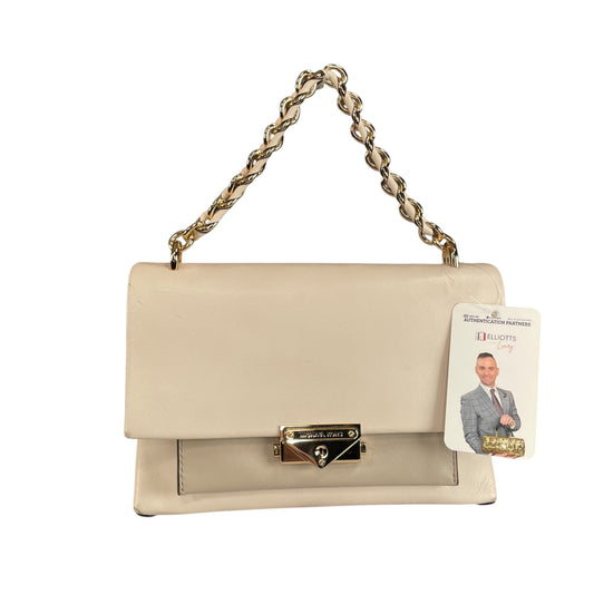 Michael Kors Cece Flap Chain Bag Cream Leather GHW 2-Way Top Handle