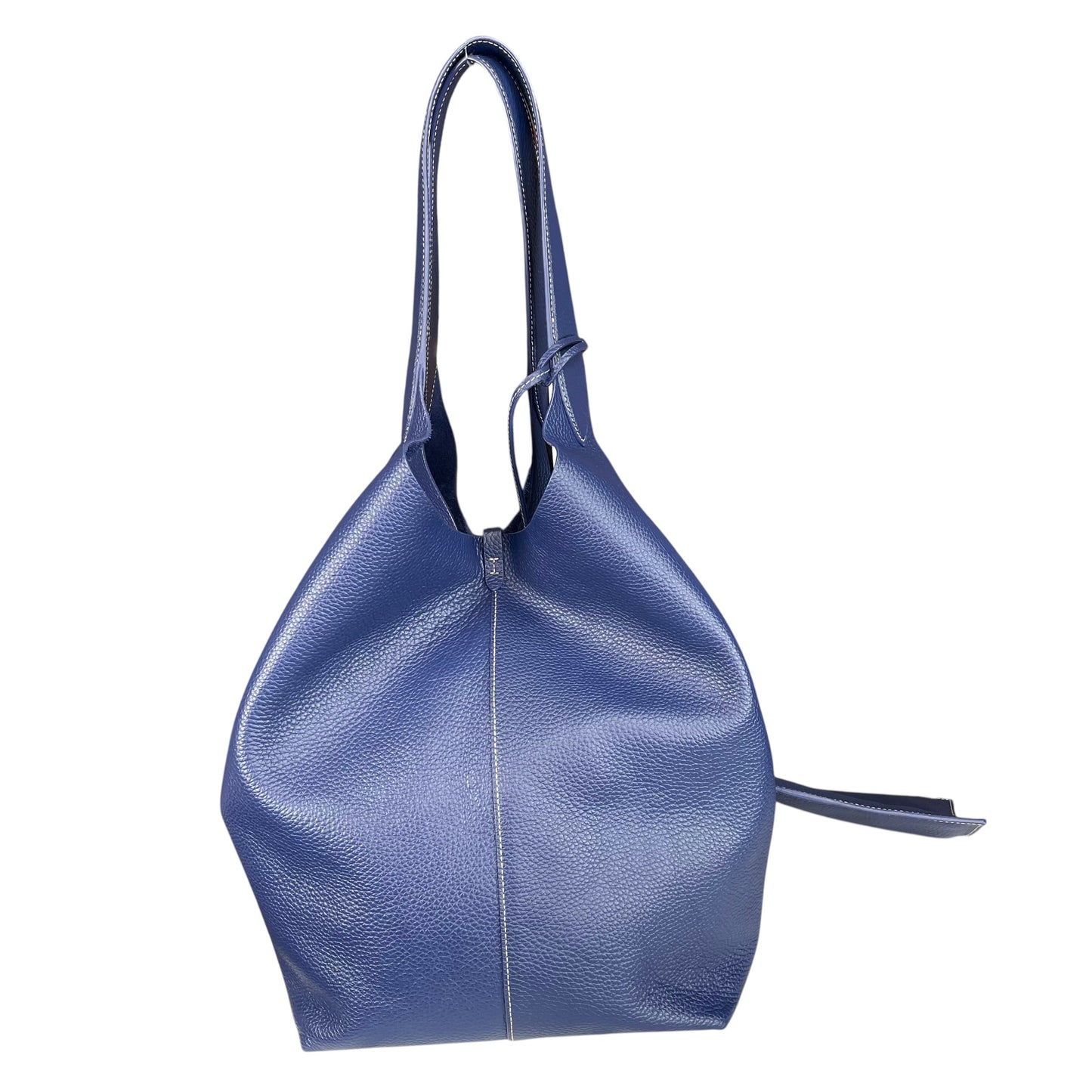 Ralph Lauren Polo Play Blue / Red Pebbled Leather Large Hobo Shopper Tote