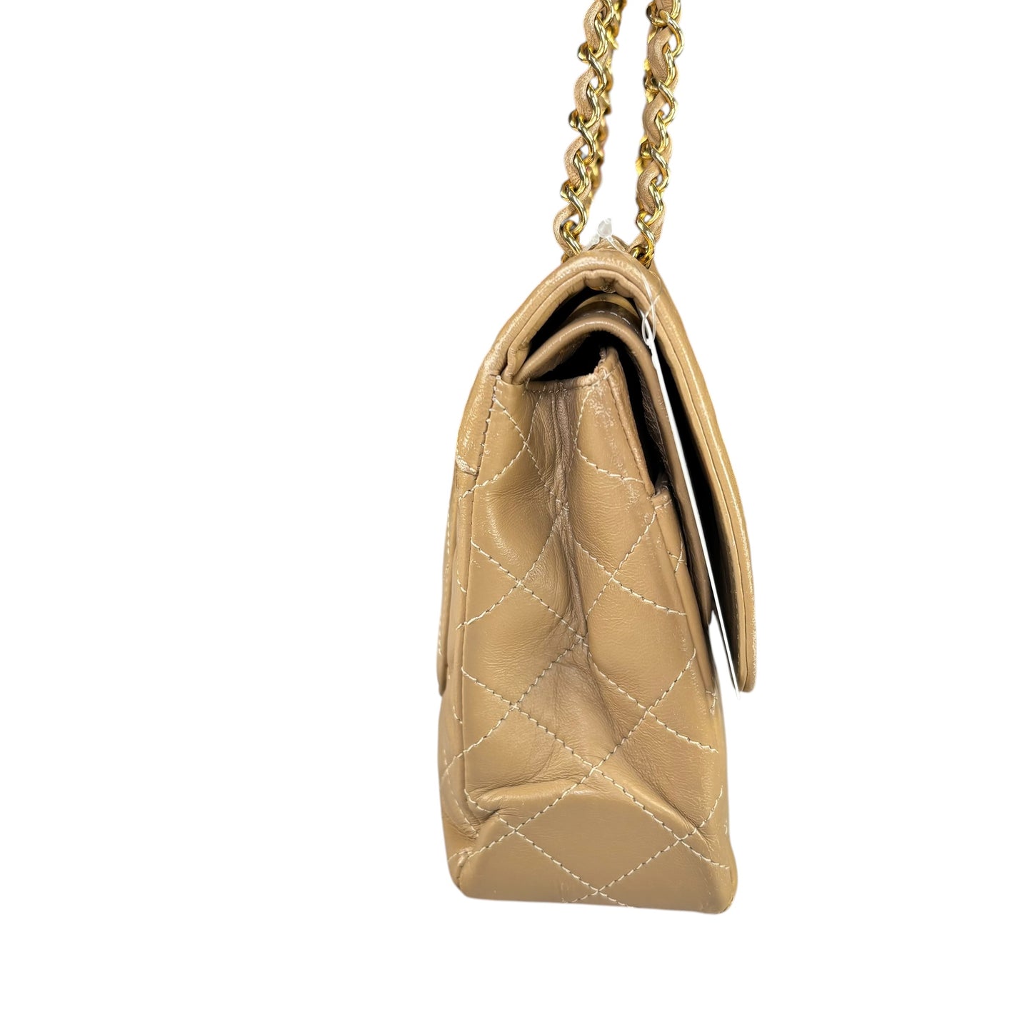 Chanel Paris Limited Beige Double Flap Quilted Lambskin Shoulder Purse