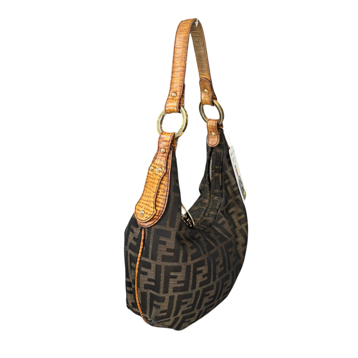 Fendi Y2K Zucca Embossed Lizard Chef Shoulder Purse