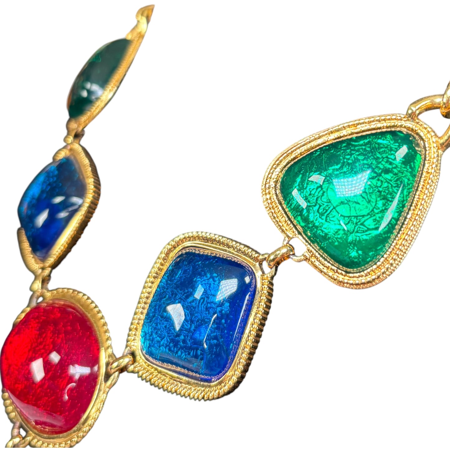 Kenneth Jay Lane Avon Gold-Tone Statement Gripoix-Style Cabochon Necklace 17”