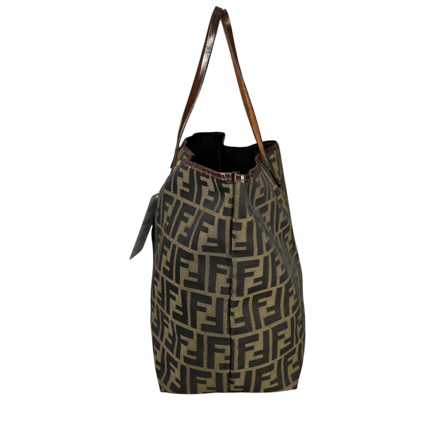 Fendi Y2K Zucca Monogram Brown Canvas / Leather MM Tote