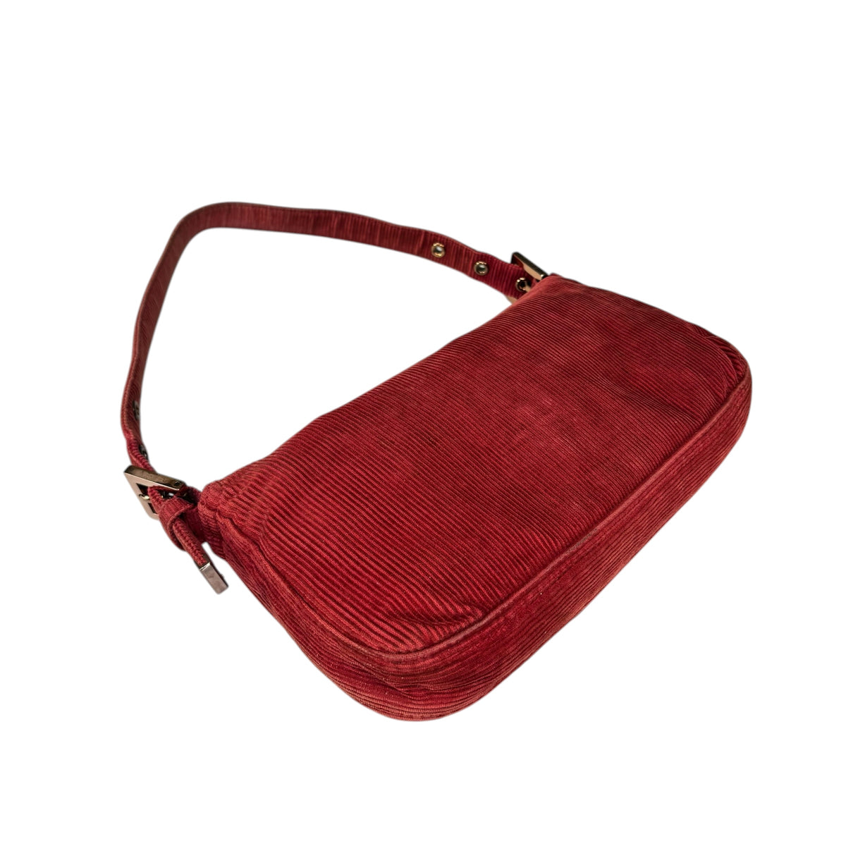 Fendi Y2K Baguette Corduroy Burgundy Rose Classic Shoulder Purse