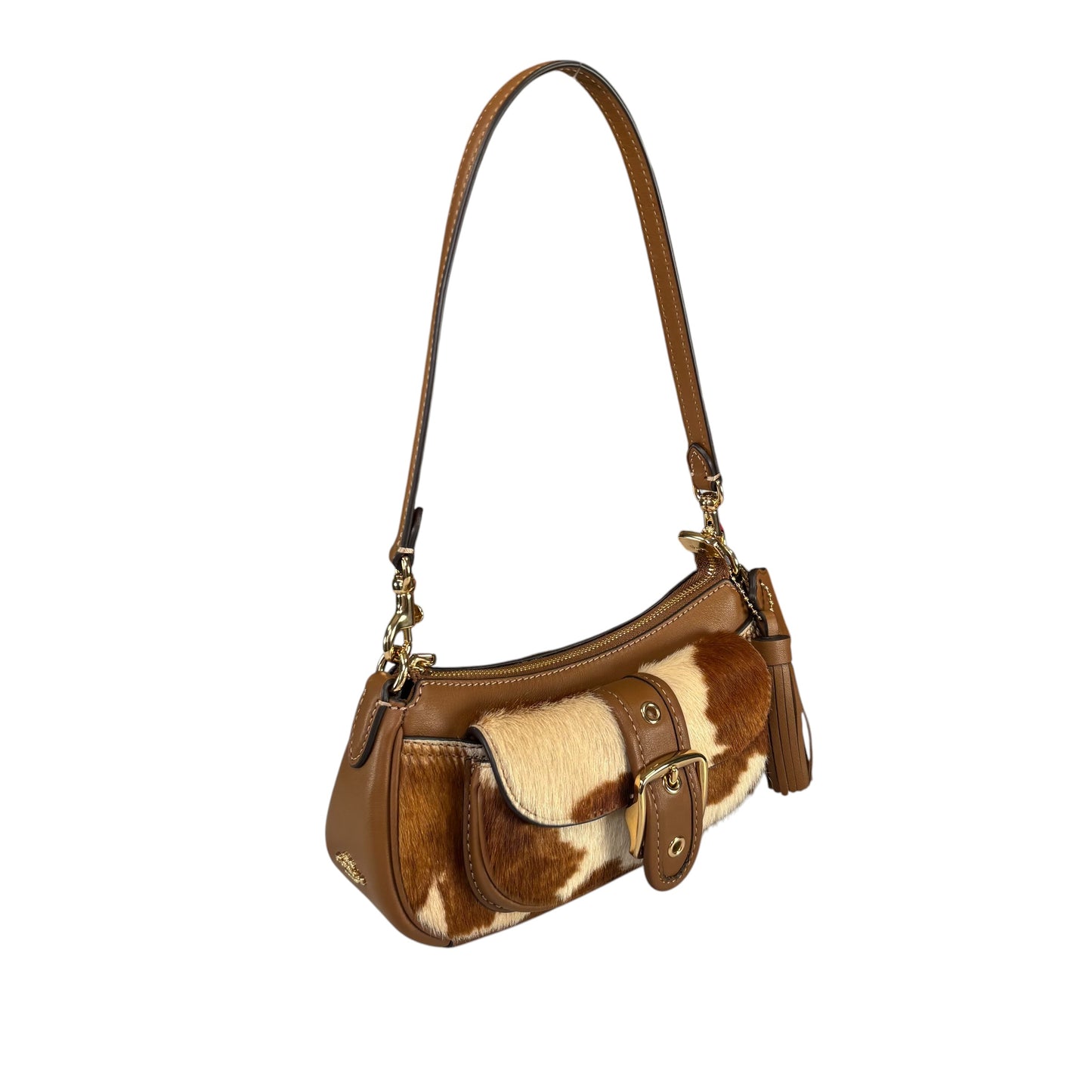 Coach Ashton Mini Brown GHW Hair Calf 2-Way Shoulder Purse