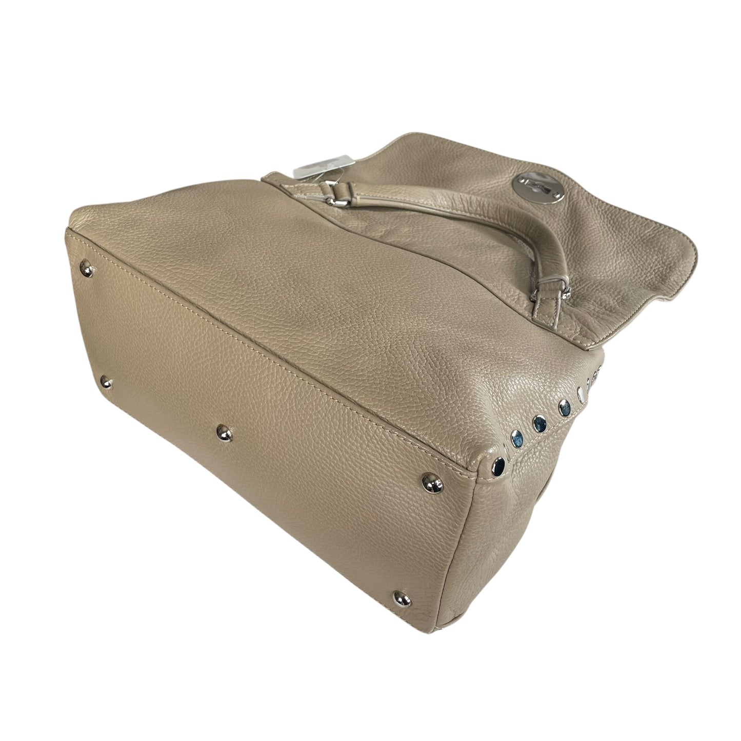 Zanellato Postina Taupe Daily Small Studded 2-Way SHW Top Leather Handle Purse