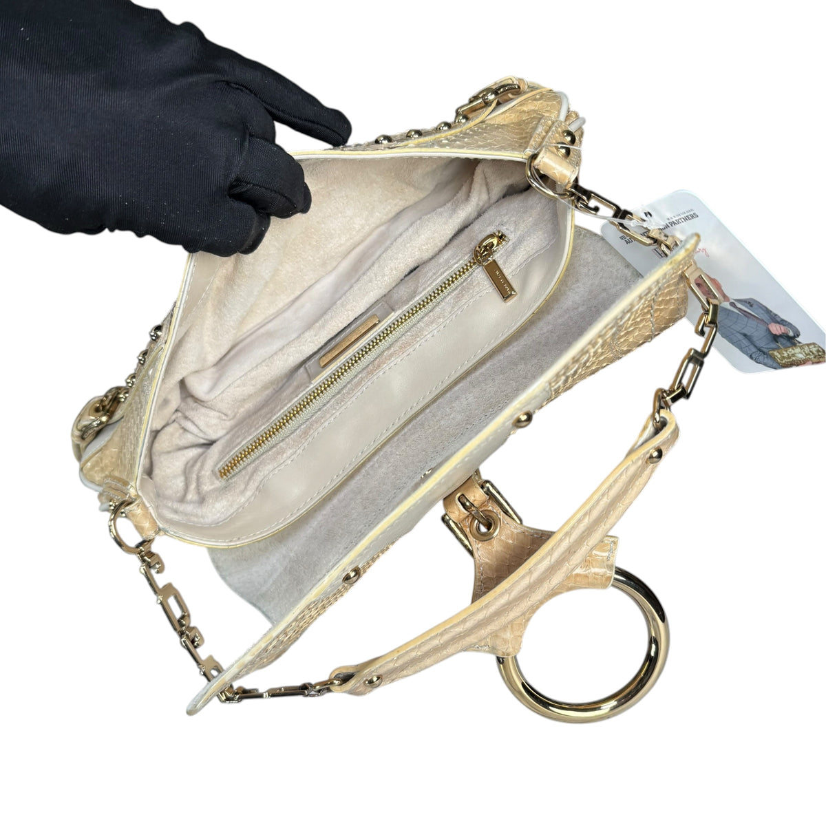 Dolce & Gabbana Y2K Python Creme Two-Tone Shoulder Purse