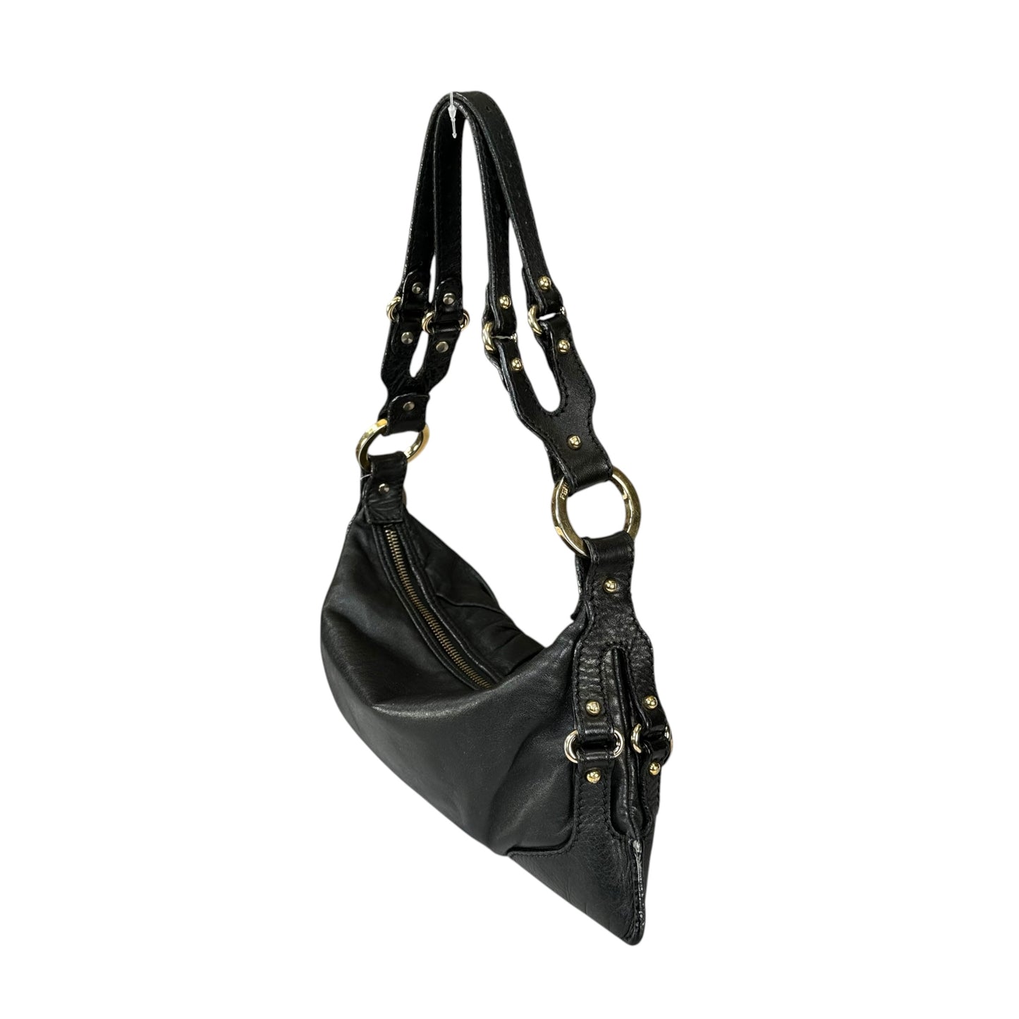 Fendi Baguette Y2K Knot / Flower Black Leather Shoulder Purse