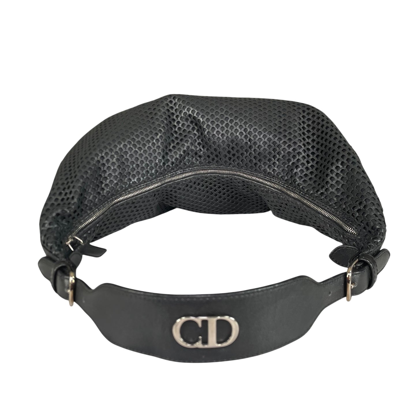 Christian Dior Y2K Perforated Leather Black CD Logo Shoulder Hobo bag Purse