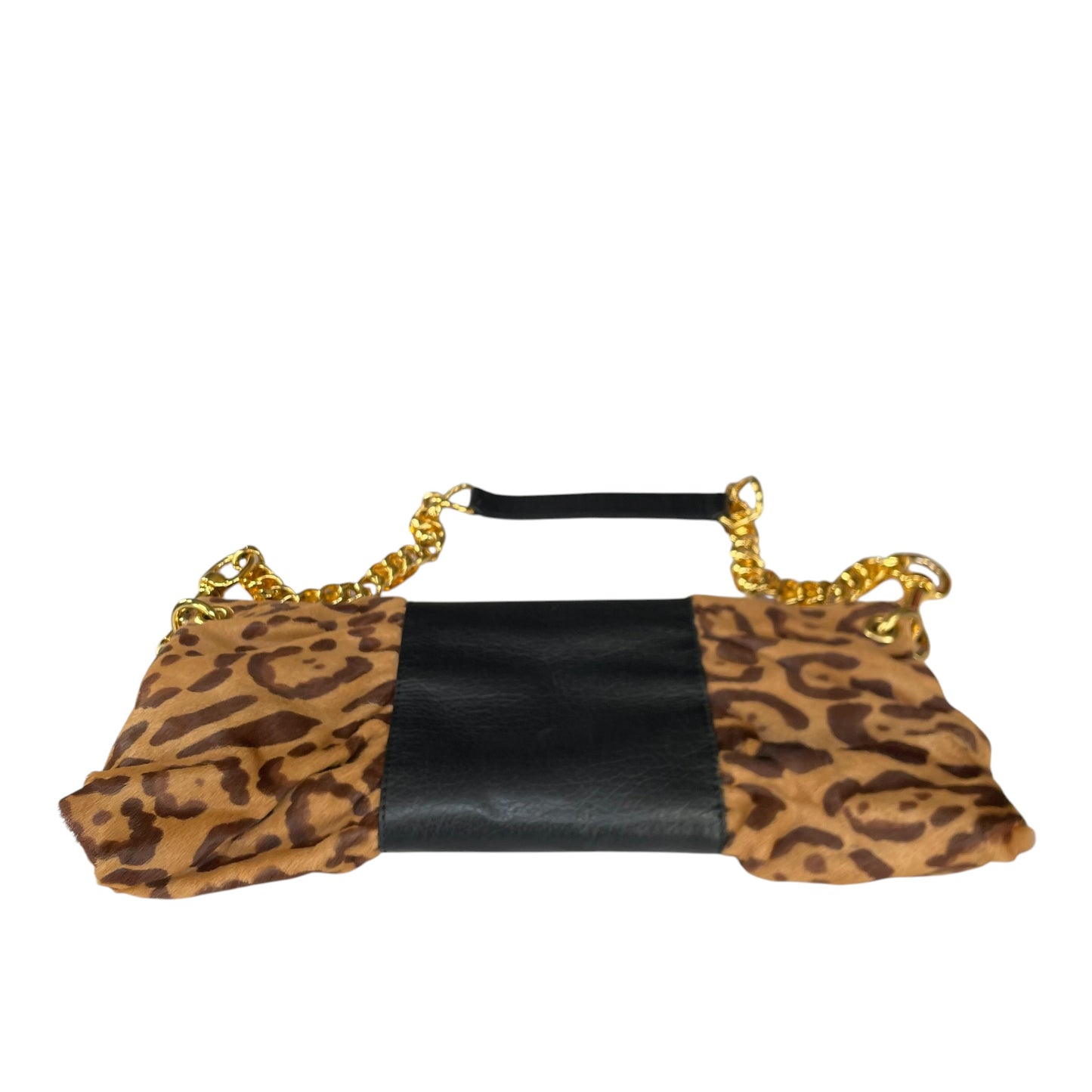 Valentino Leopard Pony Hair Studded GHW East-West Chain Shoulder Bag / Clutch