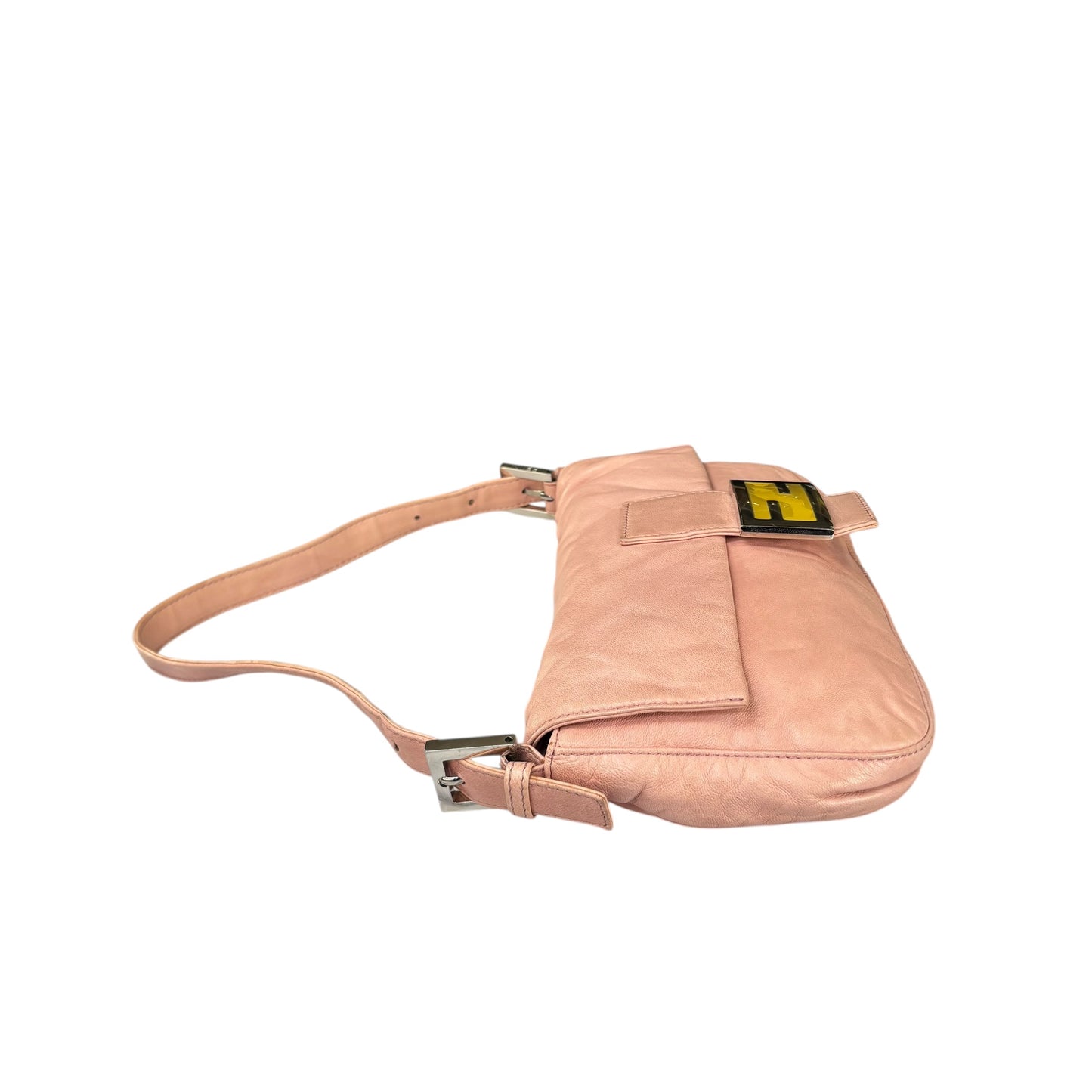 Fendi Y2K Baguette Classic Pink Lambskin SHW Yellow Shoulder Purse