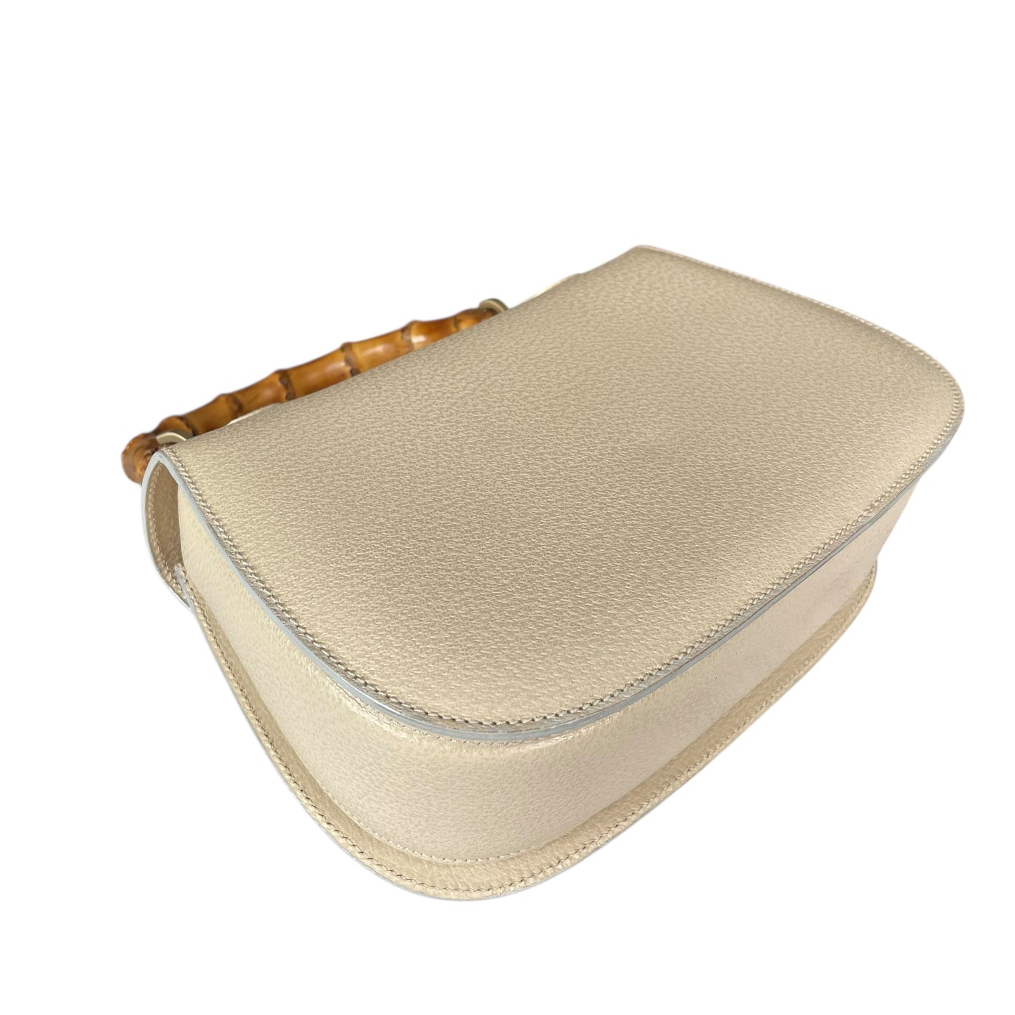 Gucci 1947 Bamboo Bone White Bamboo Turn-Lock Top Handle Flap Purse