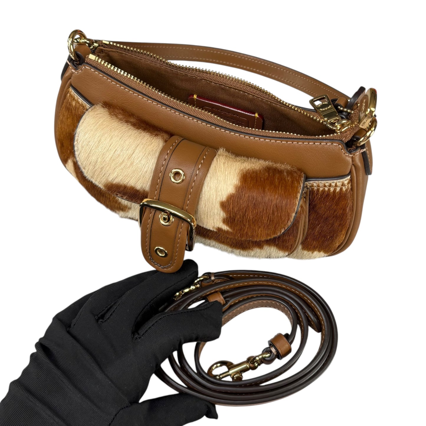 Coach Ashton Mini Brown GHW Hair Calf 2-Way Shoulder Purse
