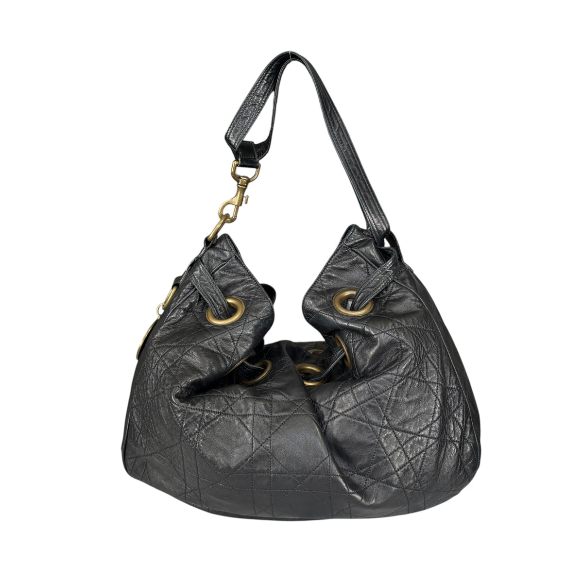 Christian Dior Lady Dior Cannage Lambskin XL Hobo Shoulder Purse
