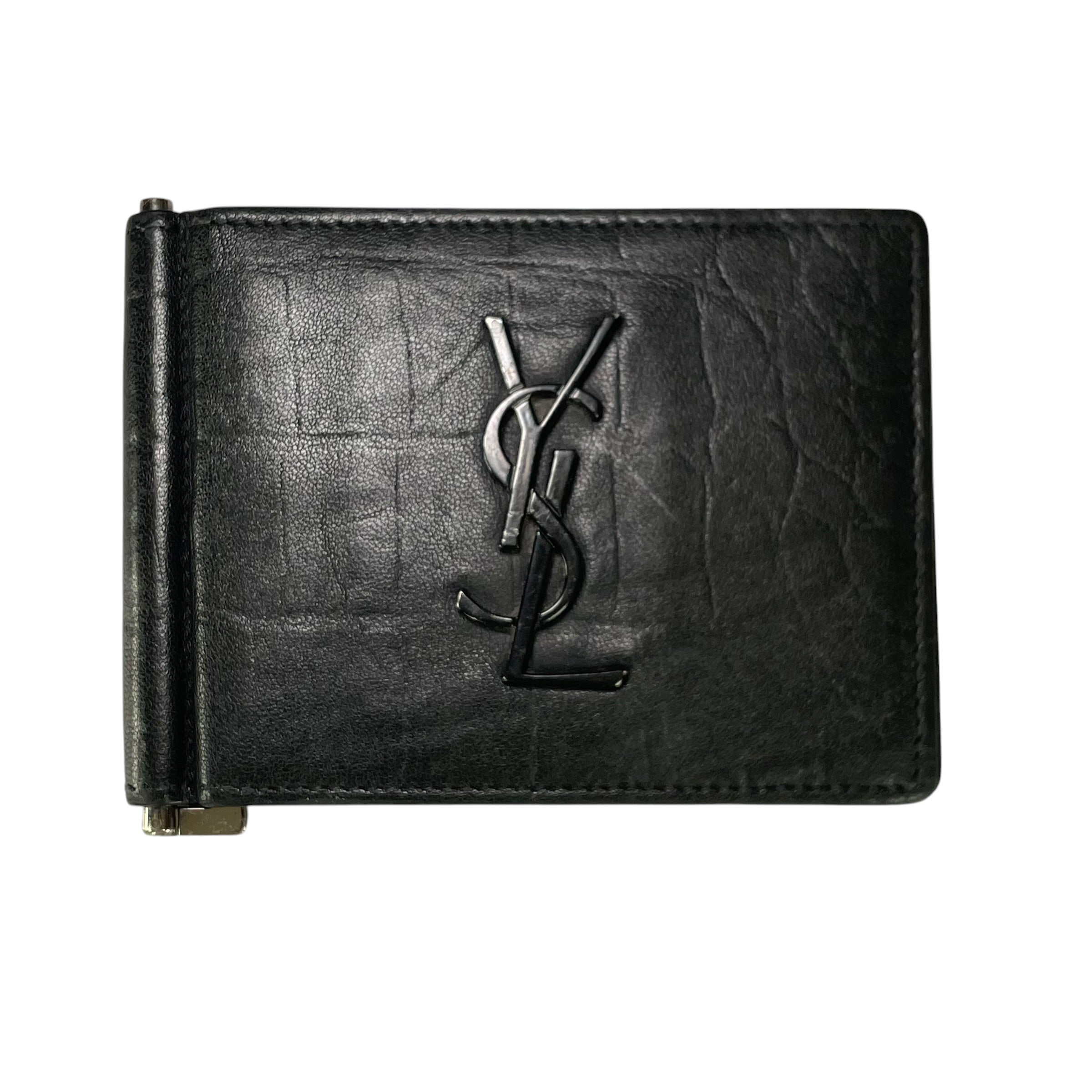 YSL ブラックレザー 二つ折り財布 サンローラン SAINT LAURENT 財布 二つ折り財布 折りたたみ財布 小銭