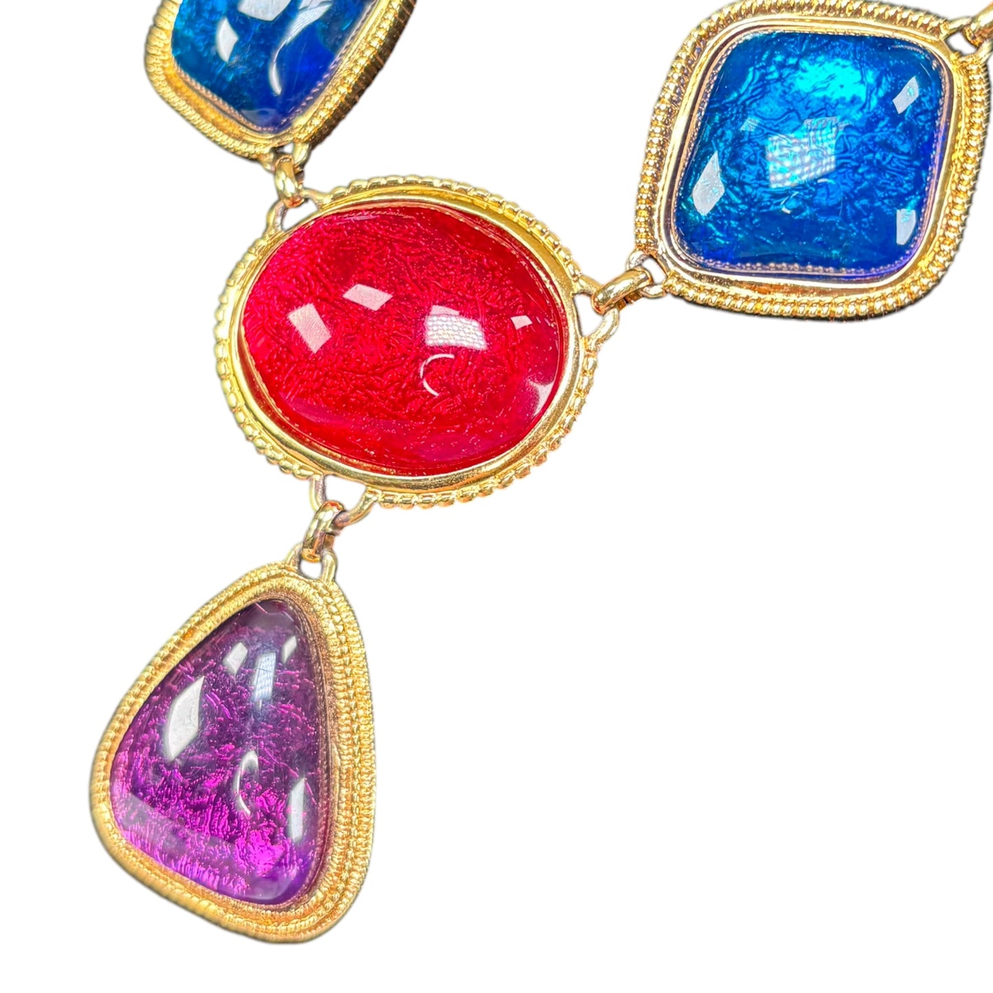 Kenneth Jay Lane Avon Gold-Tone Statement Gripoix-Style Cabochon Necklace 17”