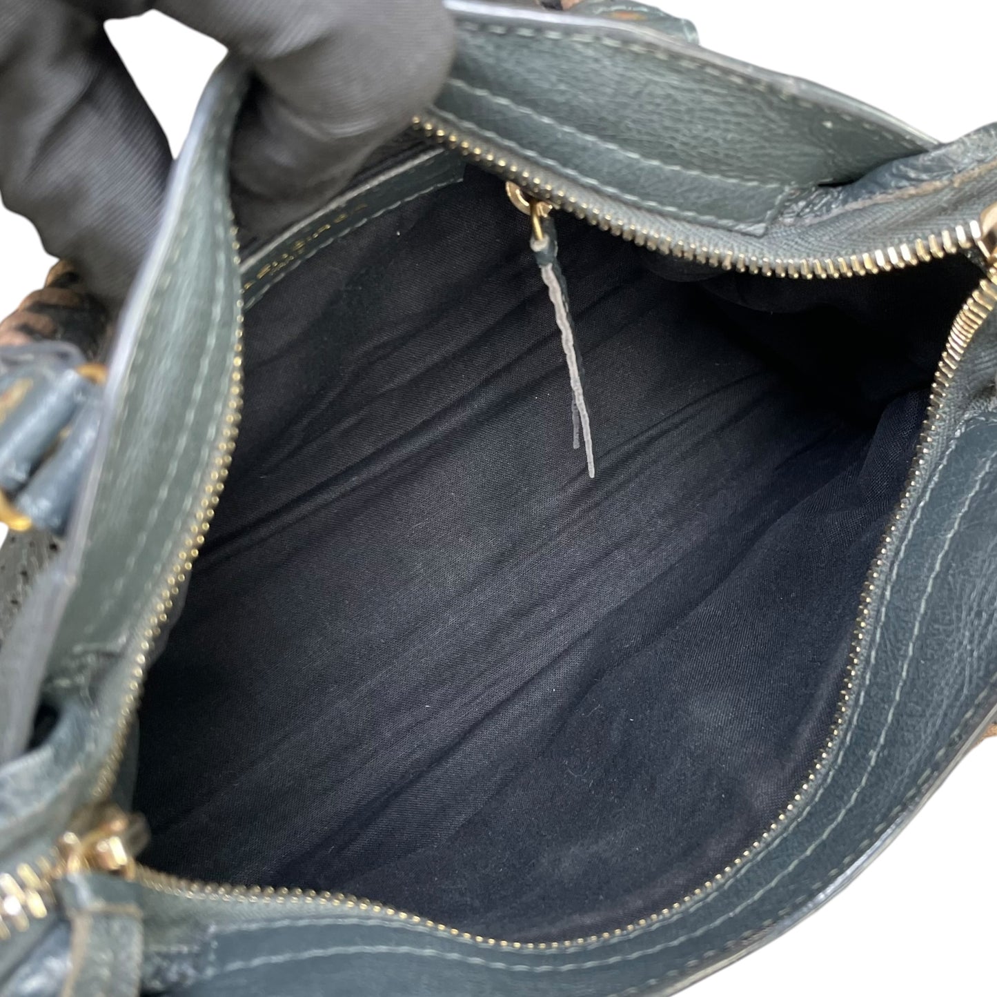 Balenciaga Motorcross Mini City Leather Perforated Anthracite Grey Bag