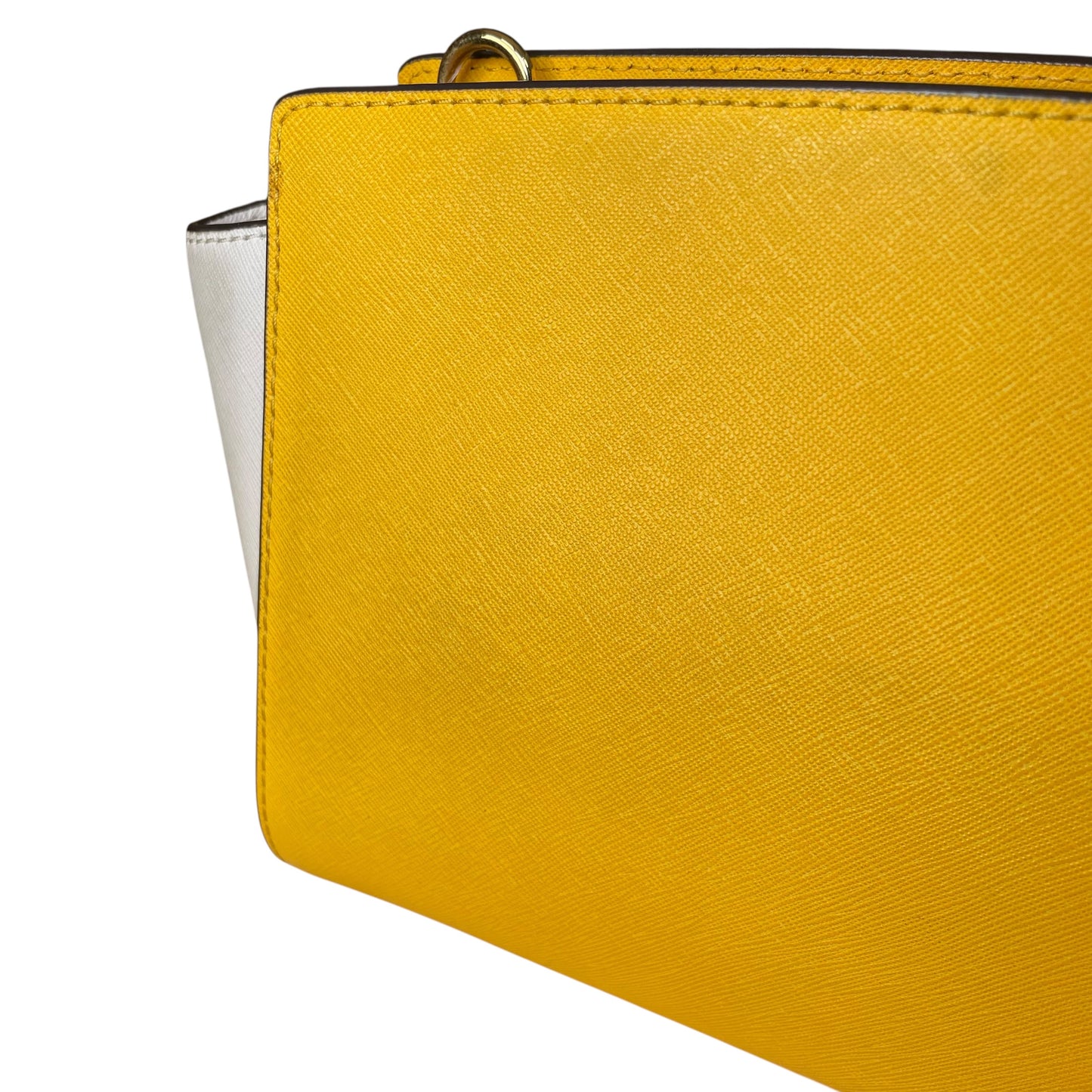 Michael Kors Selma Small Saffiano Leather Yellow White Satchel Crossbody