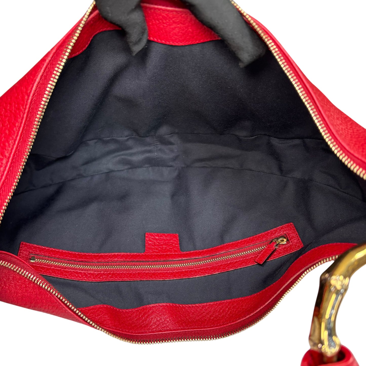 Gucci Sylvie GHW Hobo Sherry Web Bamboo Red Shoulder Purse