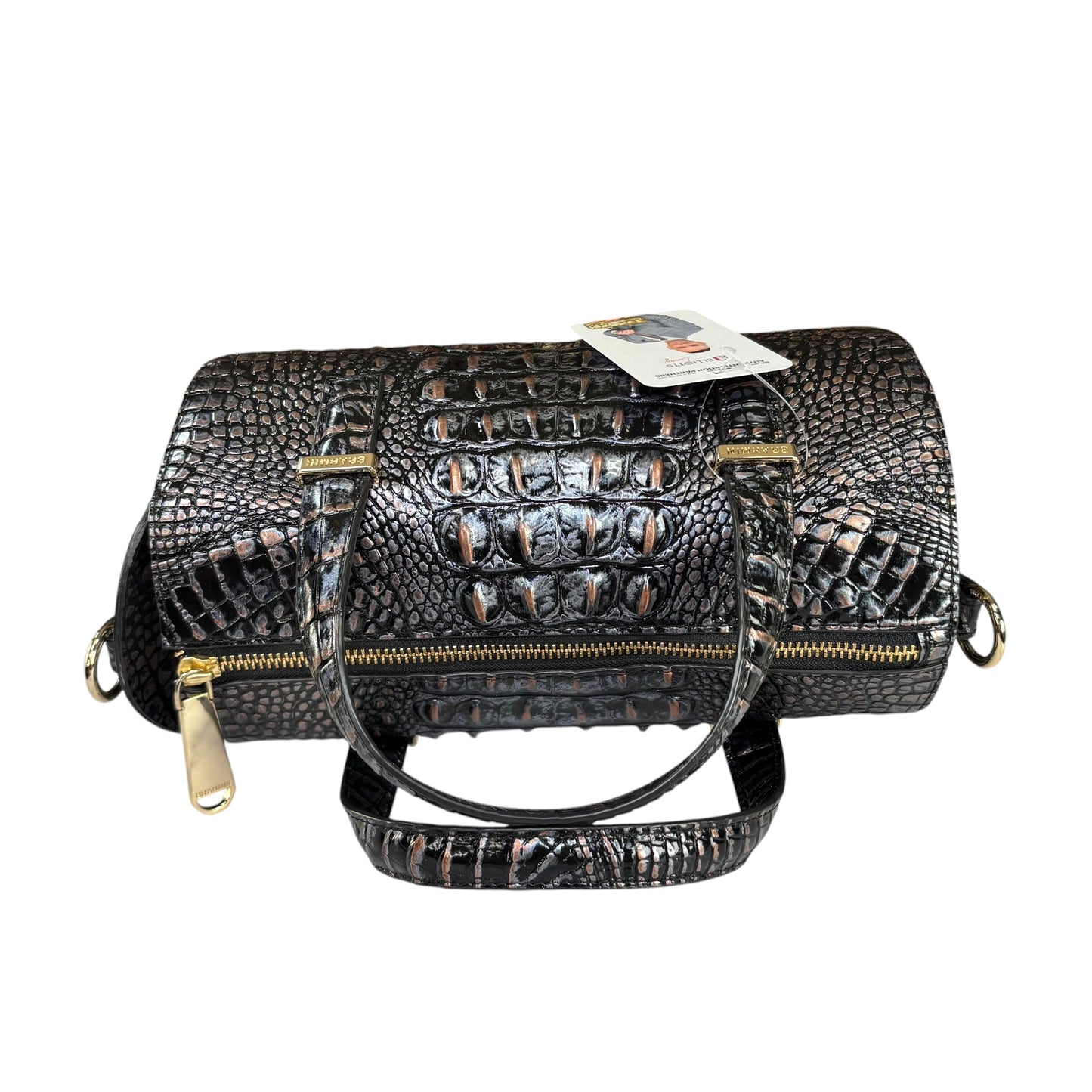 Brahmin Claire Metallic Melbourne Embossed Barrel 2-Way Bag