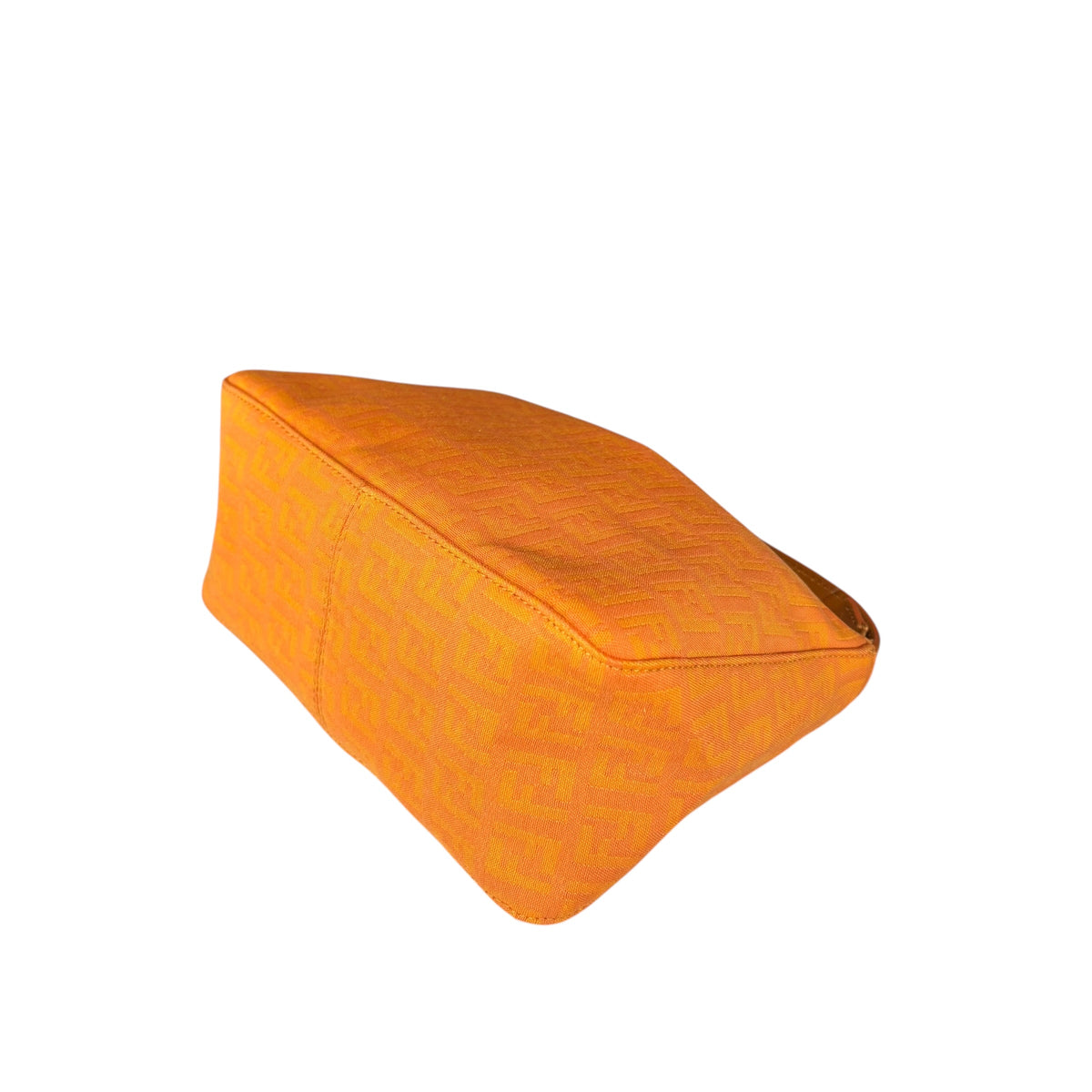 Fendi Y2K Mini Orange Brushed Nickel HW Canvas Zip Pouchette