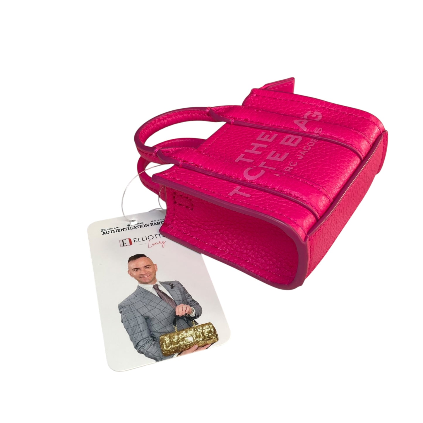 Marc Jacobs The Tote Bag Nano Leather Bag Charm / Keychain Pink Mini Tote