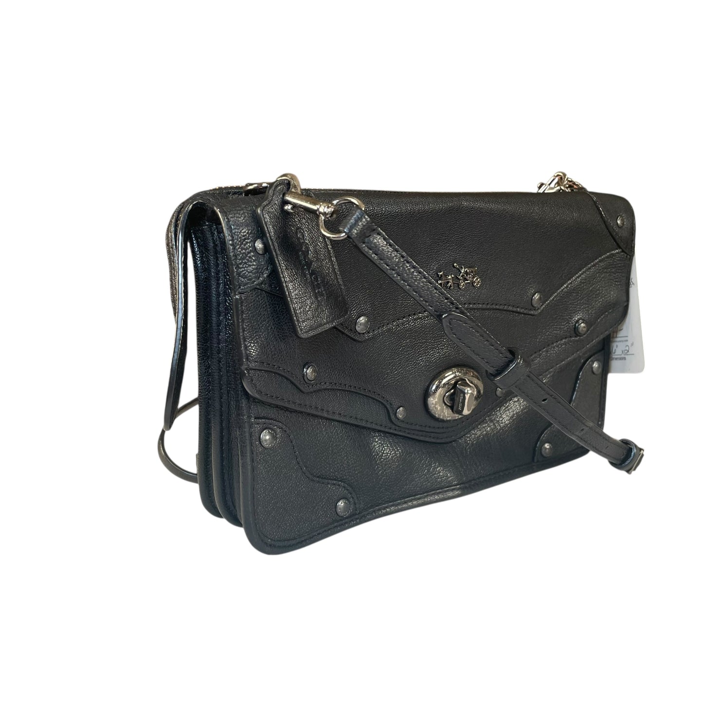 Coach Rhyder Black Leather Rugged Gunmetal HW Small Messenger Clutch Crossbody