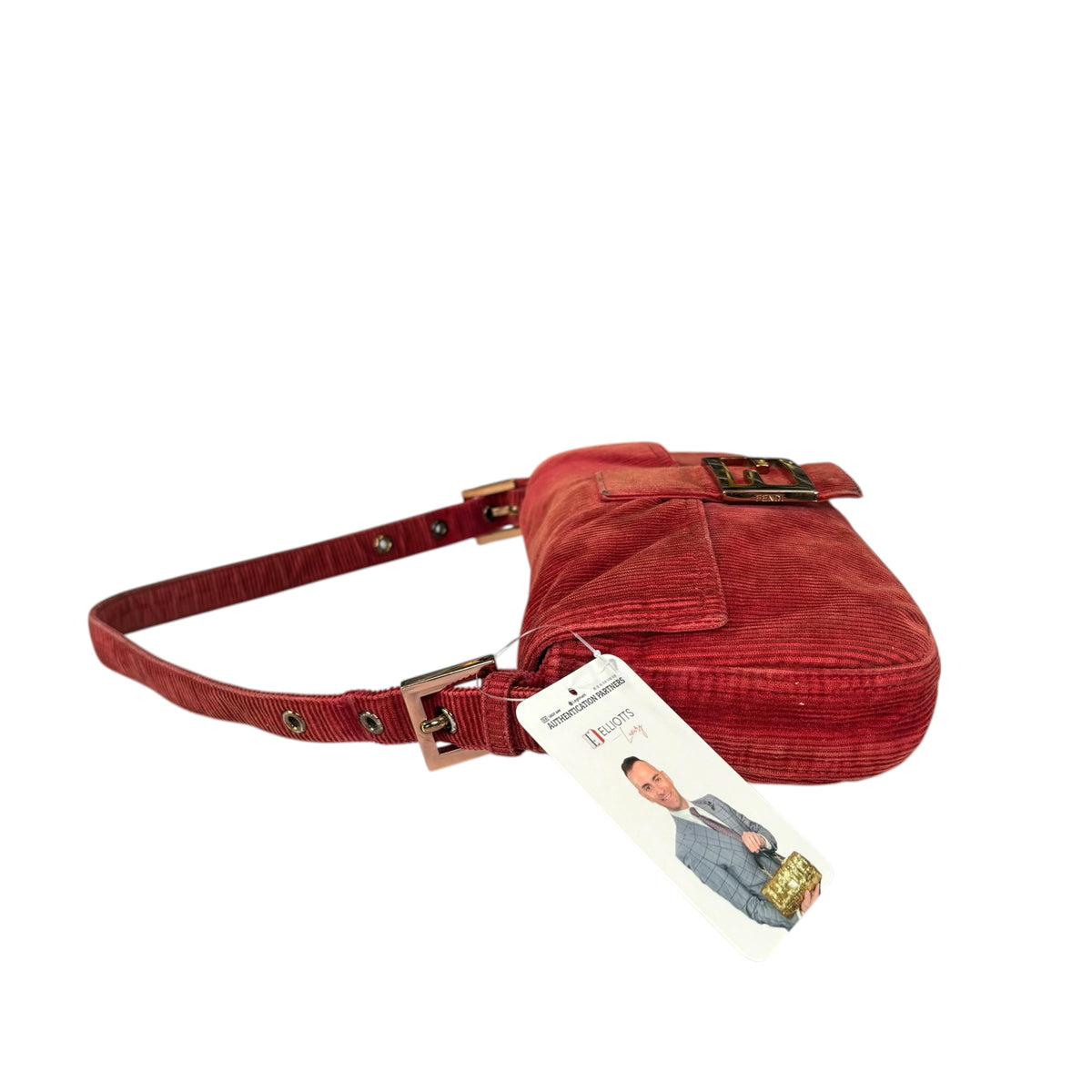Fendi Y2K Baguette Corduroy Burgundy Rose Classic Shoulder Purse
