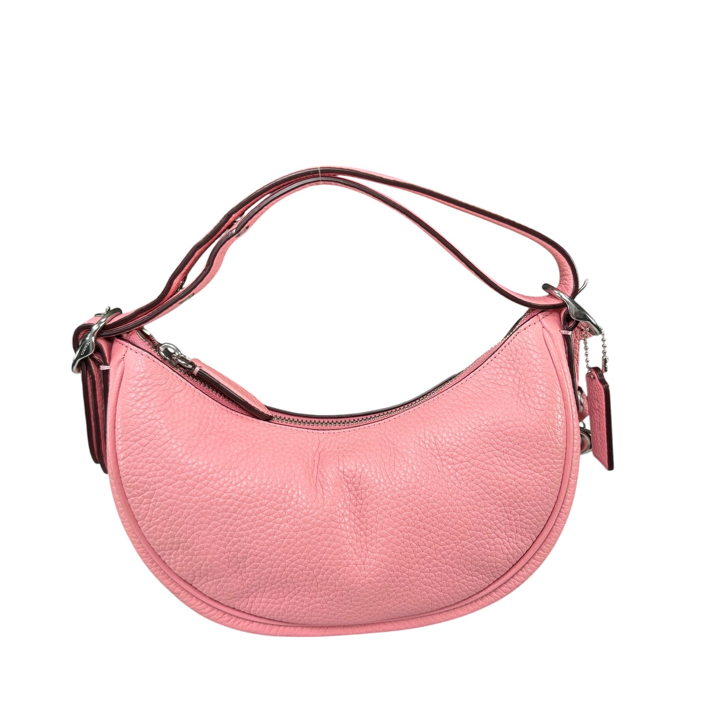 Coach Luna Pink Crescent SHW 2-Way Pebbled Leather Purse