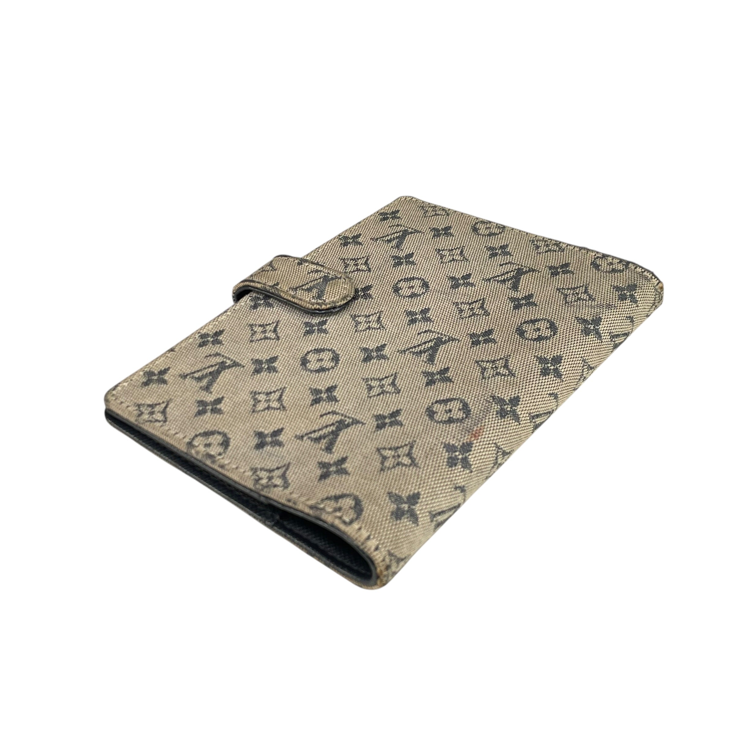 Louis Vuitton Mini Lin Agenda PM Navy Blue Canvas Small Ring