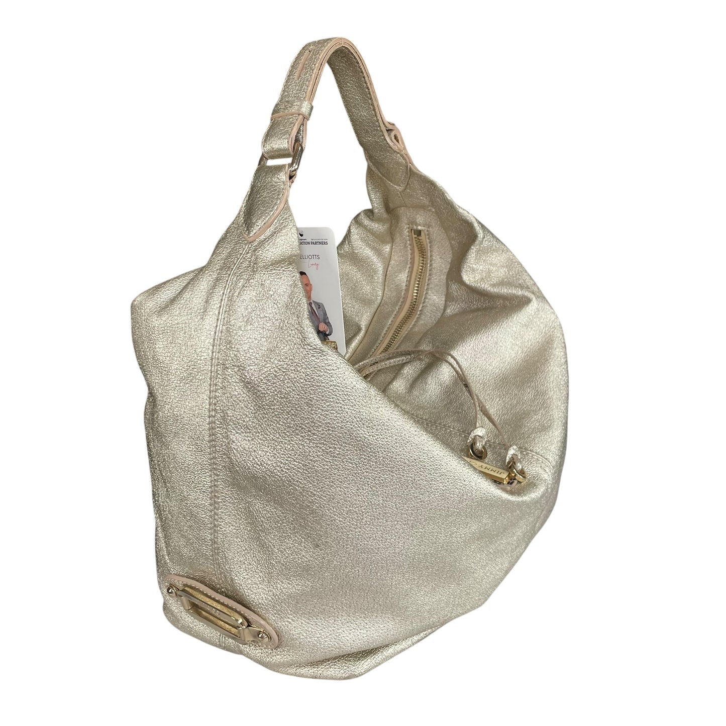 Jimmy Choo Y2K Metallic GHW Aged Golden Foil Leather XL Hobo