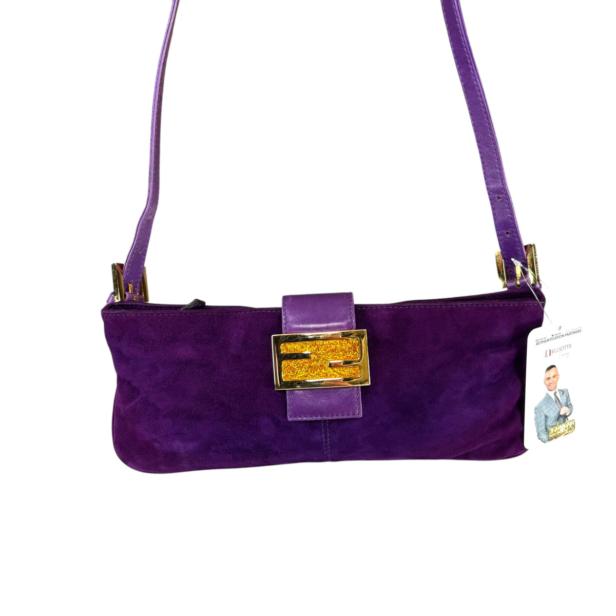 Fendi Y2K Baguette Slim Mama Purple Suede Shoulder Purse