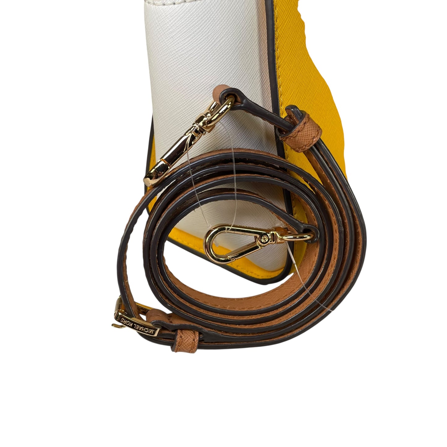 Michael Kors Selma Small Saffiano Leather Yellow White Satchel Crossbody