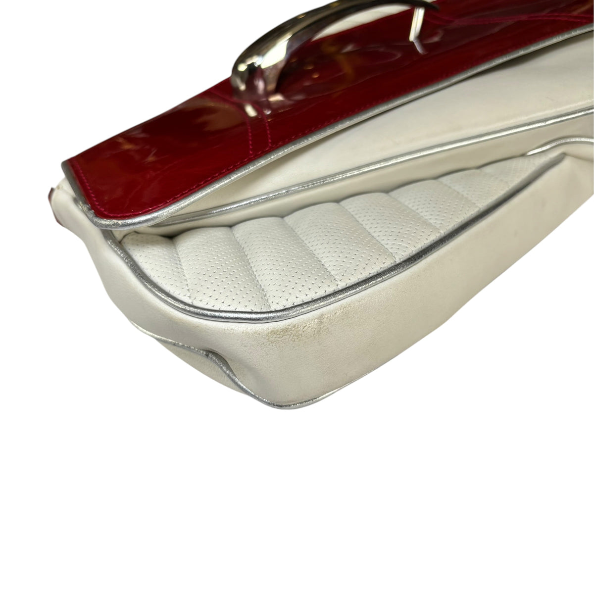 Christian Dior Cadillac Y2K Red Patent White Leather 2-Way Purse