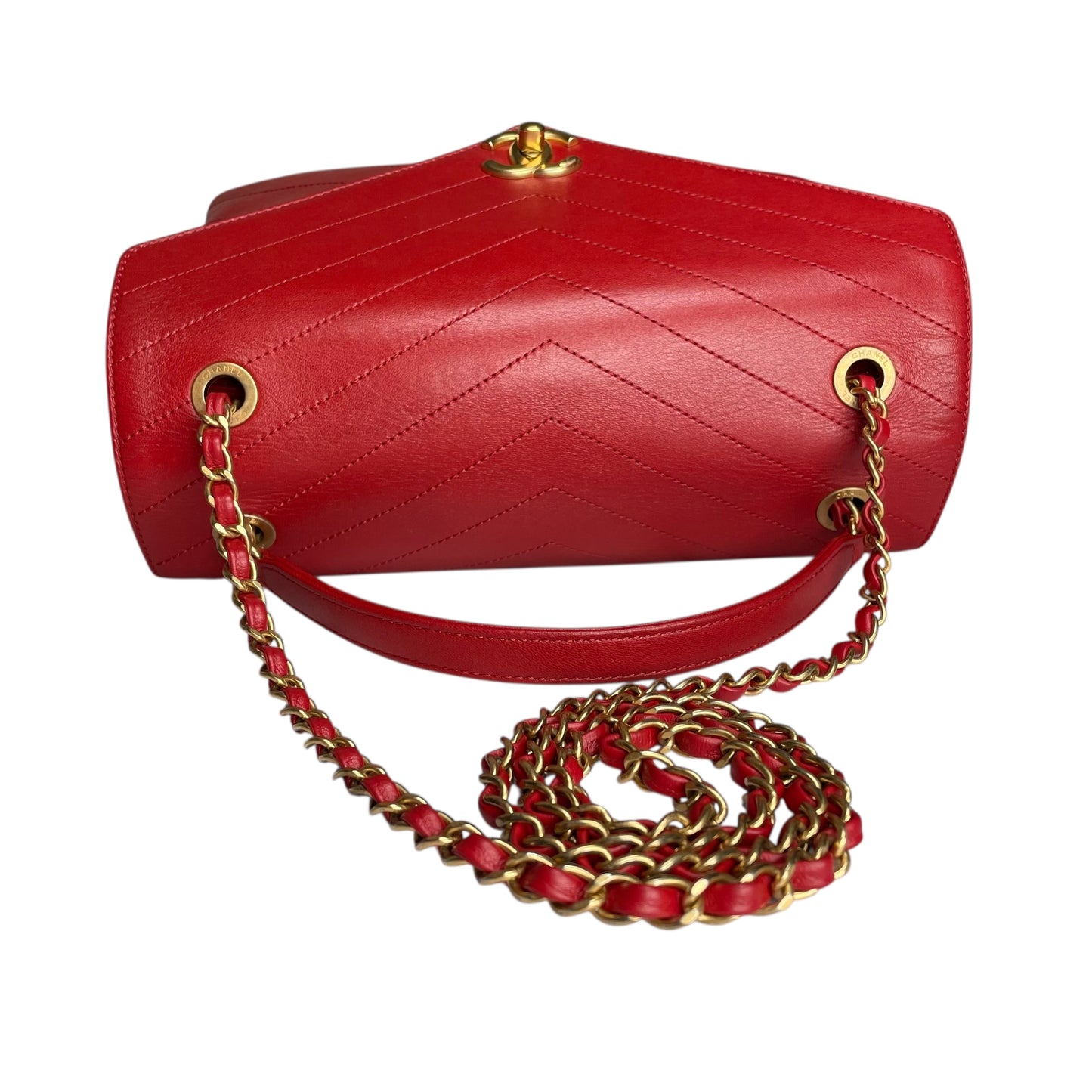 Chanel Paris–Seoul Chevron Envelope Leather Flap Bag – Red – Medium