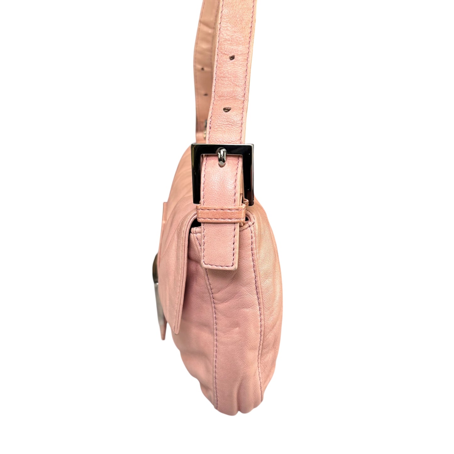 Fendi Y2K Baguette Classic Pink Lambskin SHW Yellow Shoulder Purse
