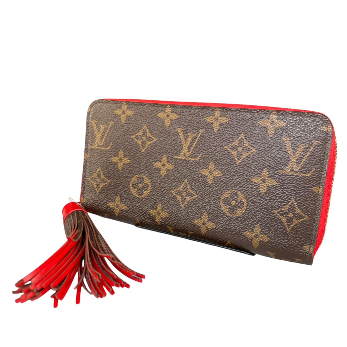 Louis Vuitton Pompon Zippy Tassel Wallet Monogram Canvas Red
