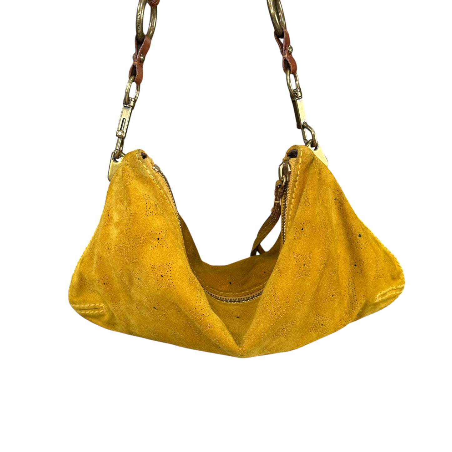 Louis Vuitton Limited Edition Suede Mahina Onatah PM Pouchette Yellow Mustard Shoulder Purse