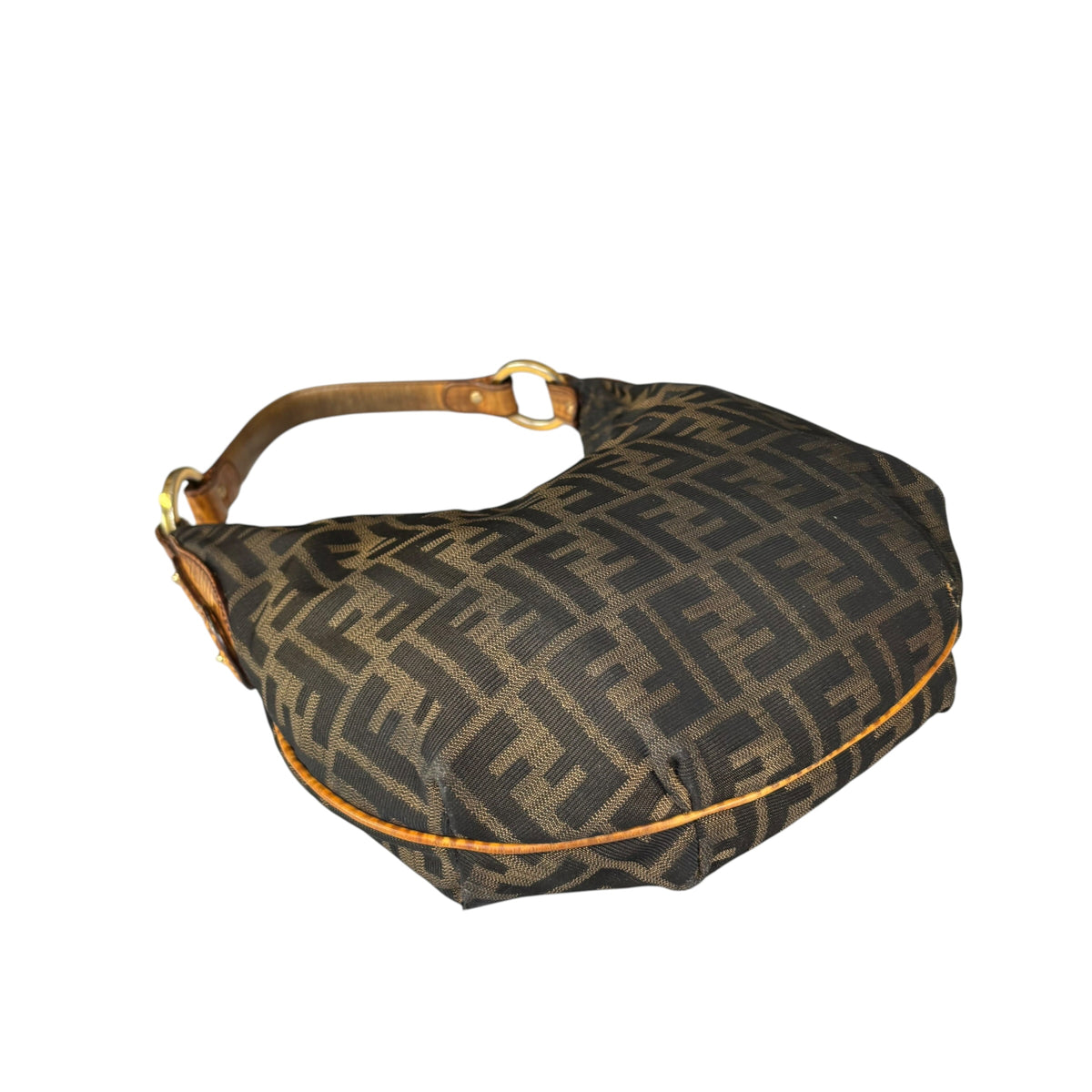 Fendi Y2K Zucca Embossed Lizard Chef Shoulder Purse