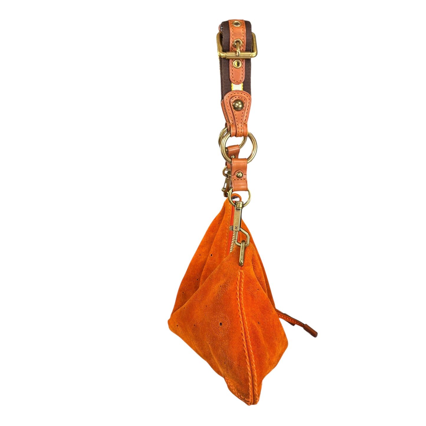 Louis Vuitton Mahina Onatah PM Pouchette Orange Suede Shoulder Purse