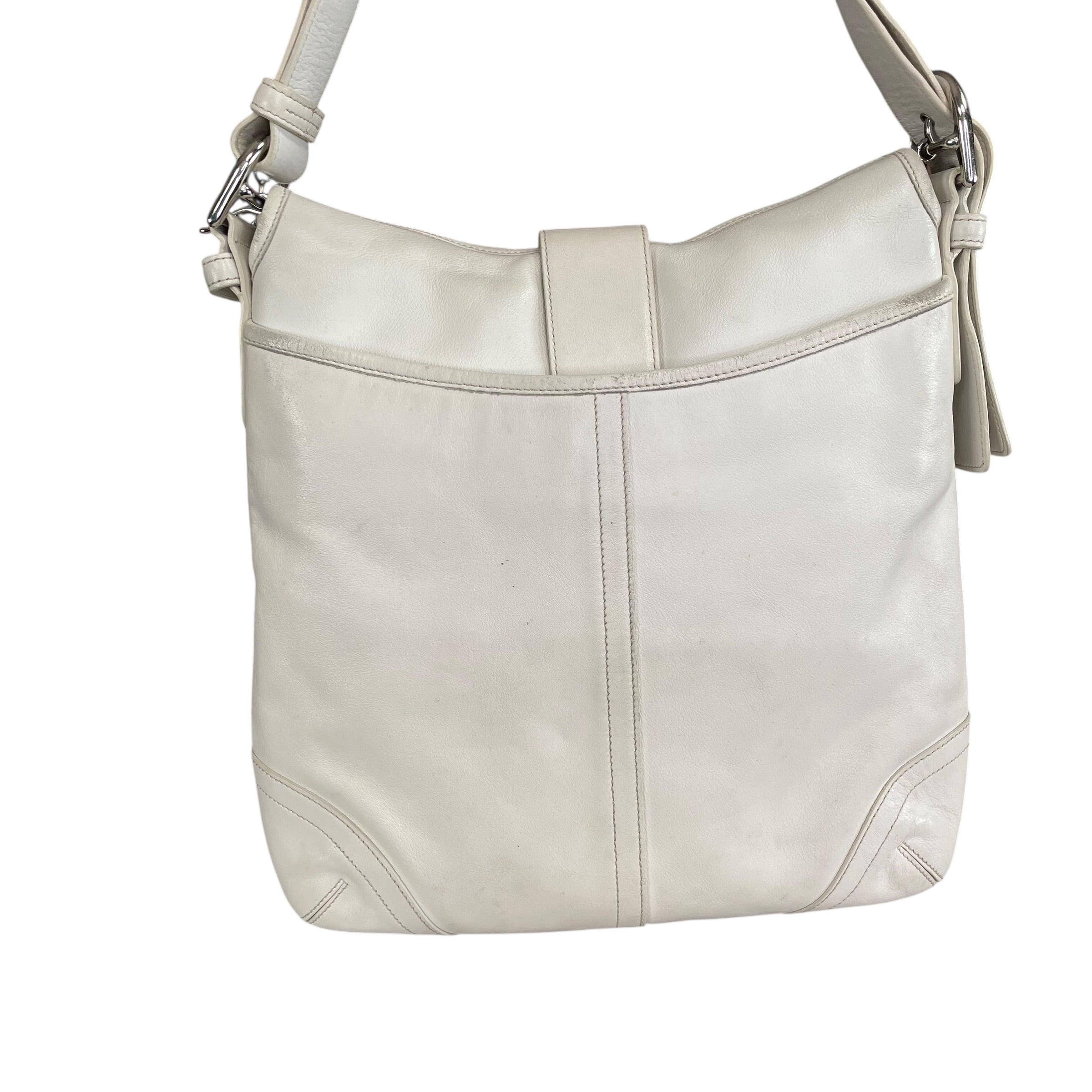 Coach Soho Legacy Leather Off White Buckle Crossbody Y2K 2-Way