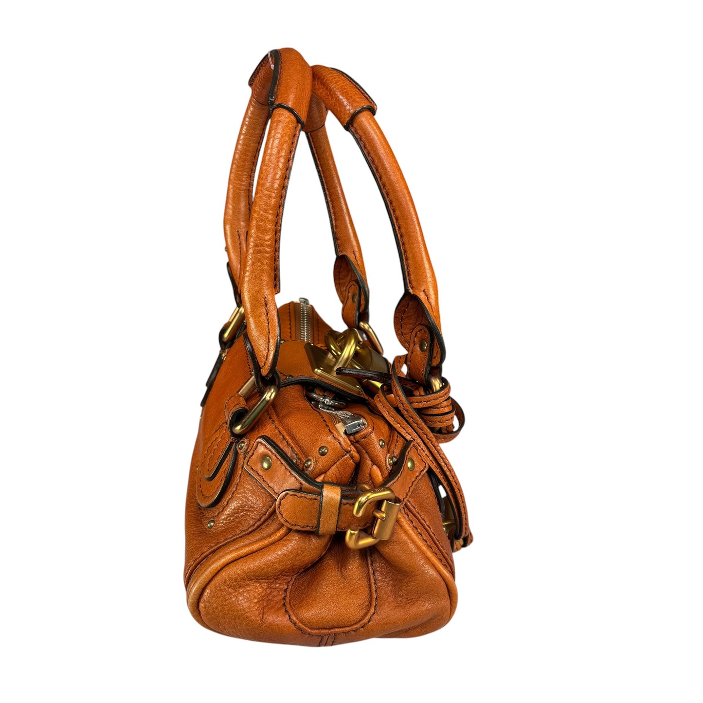 Chloe Mini Brown Leather GHW Paddington Lock Shoulder Purse