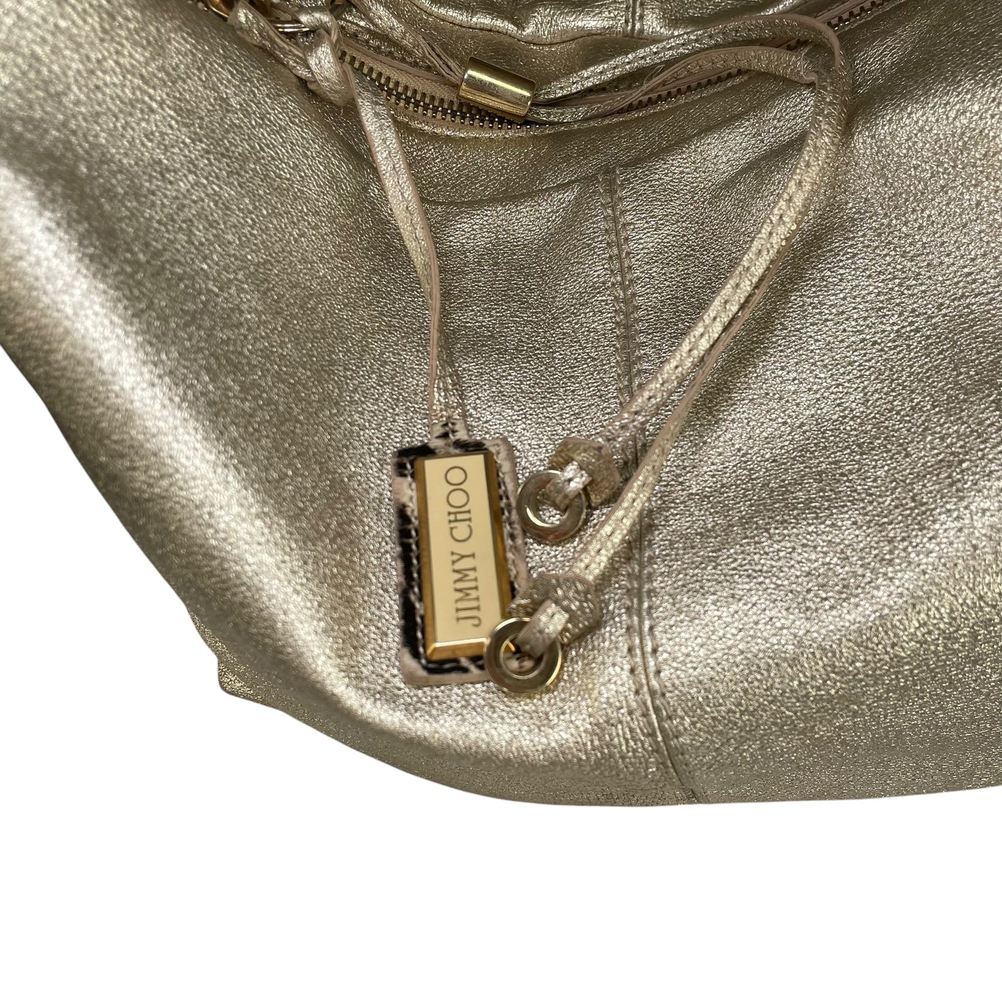 Jimmy Choo Y2K Metallic GHW Aged Golden Foil Leather XL Hobo