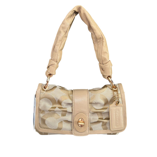 Coach Y2K Parker Beige Turn-Lock Snap Canvas Leather Shoulder Purse