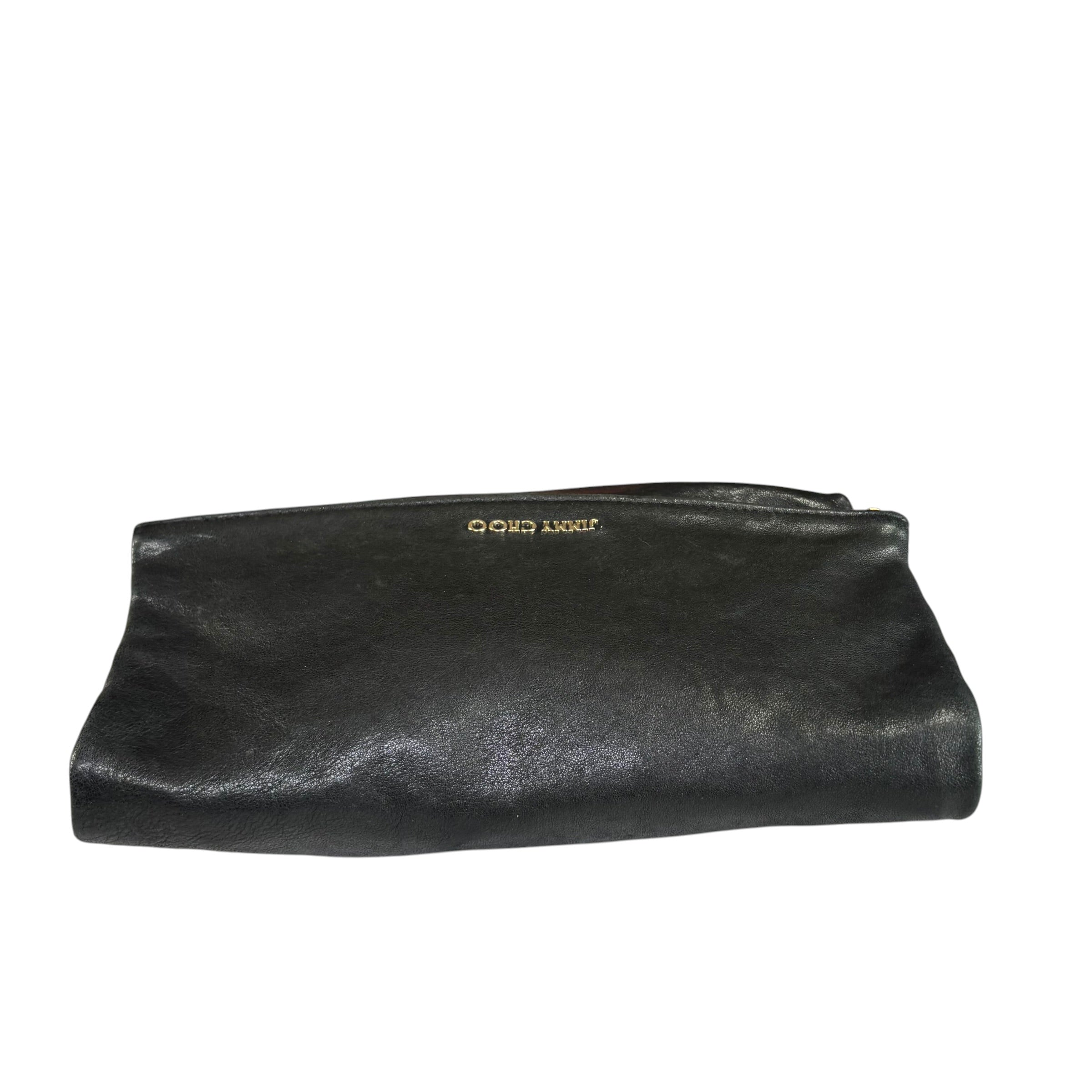 Jimmy Choo Nyla Black GHW Leather Fold-Over Zip Clutch – Elliott's