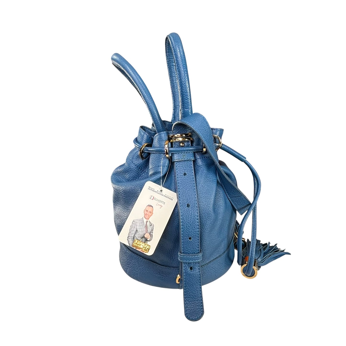 See By Chloe Blue 2-Way Leather GHW Drawstring Bucket Bag