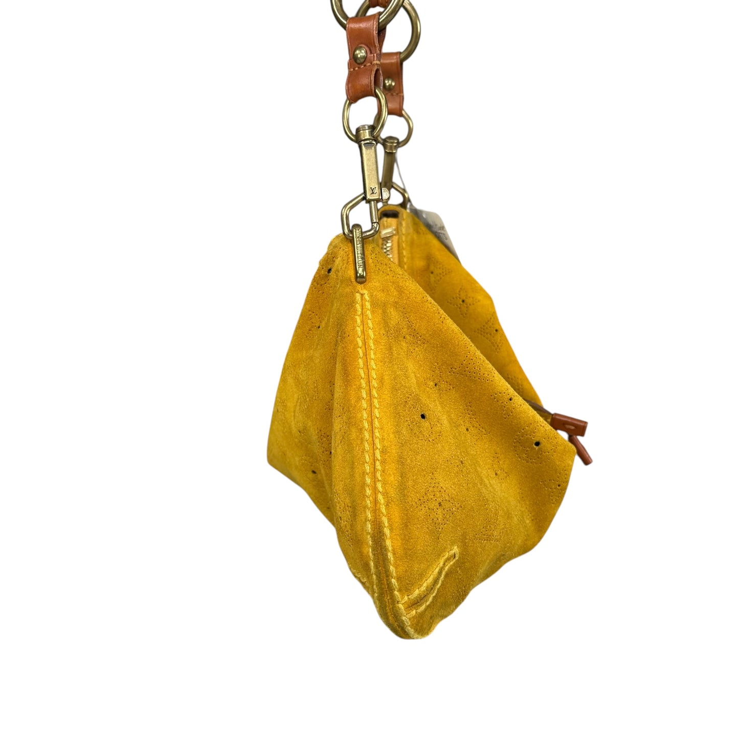 Louis Vuitton Limited Edition Suede Mahina Onatah PM Pouchette Yellow Mustard Shoulder Purse