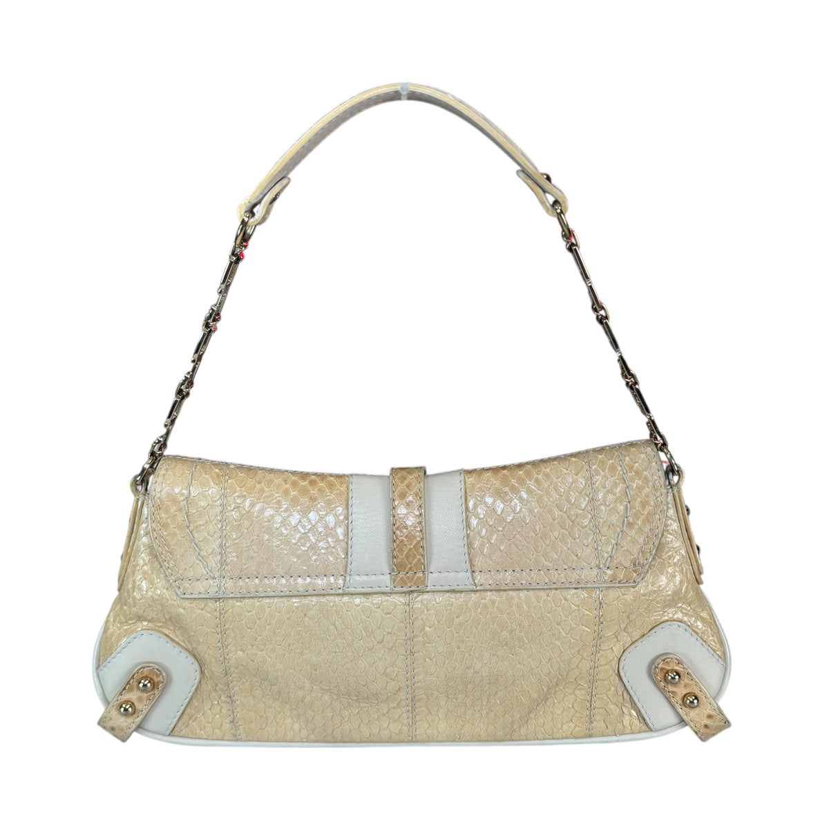 Dolce & Gabbana Y2K Python Creme Two-Tone Shoulder Purse